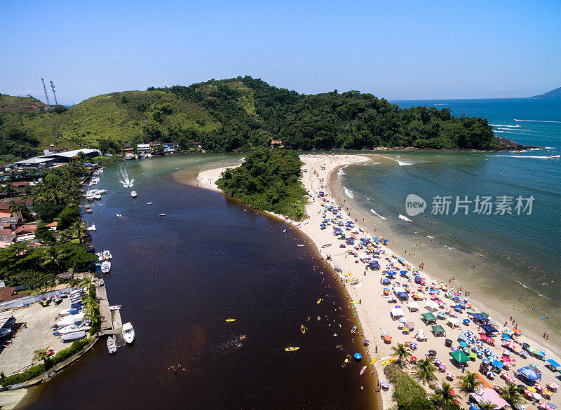 鸟瞰图Barra do Una海滩，圣保罗，巴西